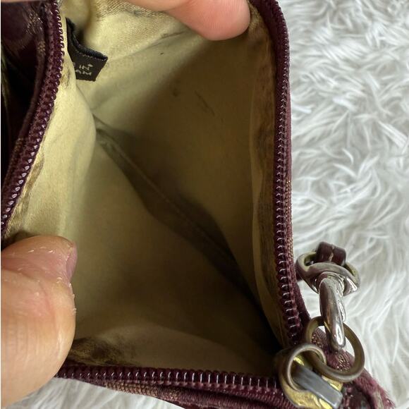 COACH Burgundy Signature Canvas Wristlet - Picture 4 of 8